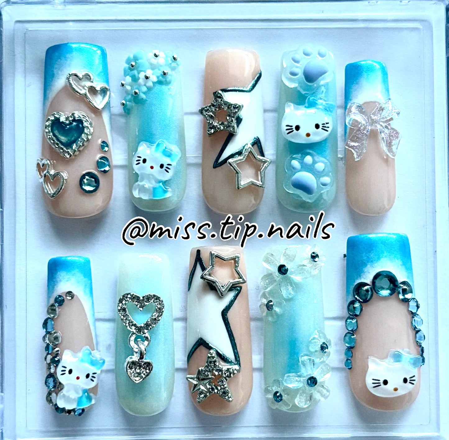 Press On Set "Hello Kitty" - Blue