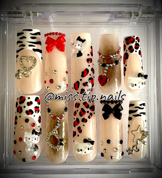 Press On Set "Hello Kitty" - Red