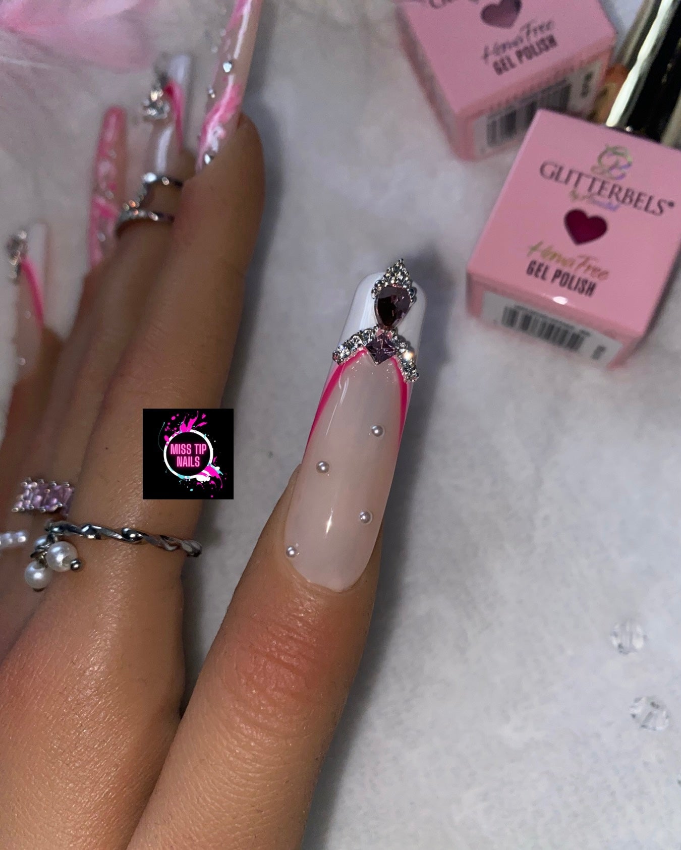 Press On Set "Pretty Marble Pink”