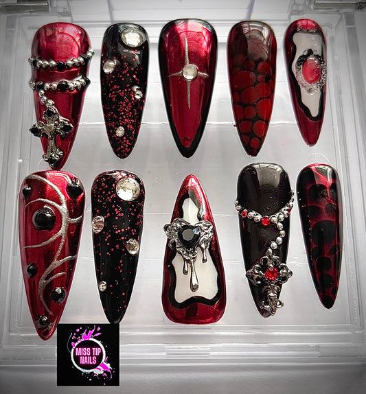 Press On Set "Savage Red"